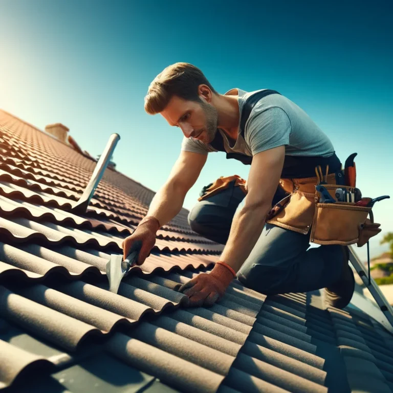 Specialist bezig met het vervangen van een pannendak.