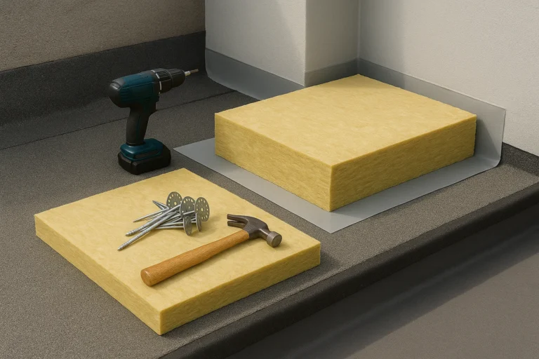 Dakisolatie wordt aangebracht op een plat dak met thermische platen.