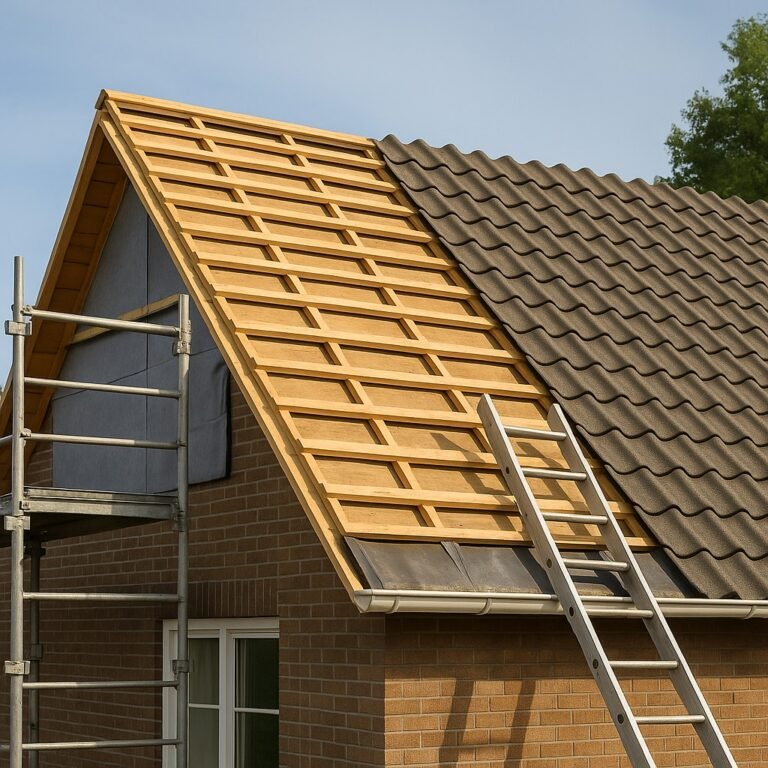 Strak vernieuwd dak met nieuwe pannen, symbool voor professionele dakrenovatie