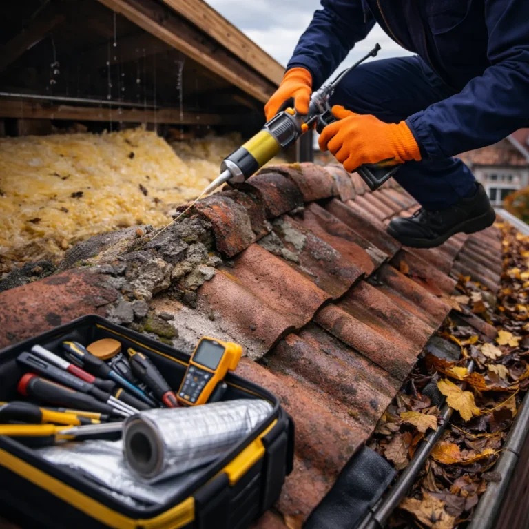Dakdekker voert onderhoud uit op pannendak en herstelt nok voor een waterdicht en energiezuinig dak