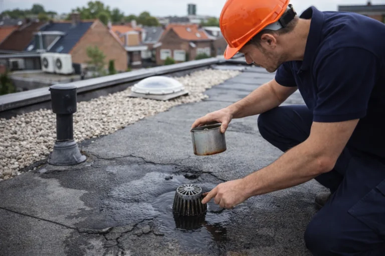 dakdekker Almere inspecteert plat dak op lekkage en afwatering