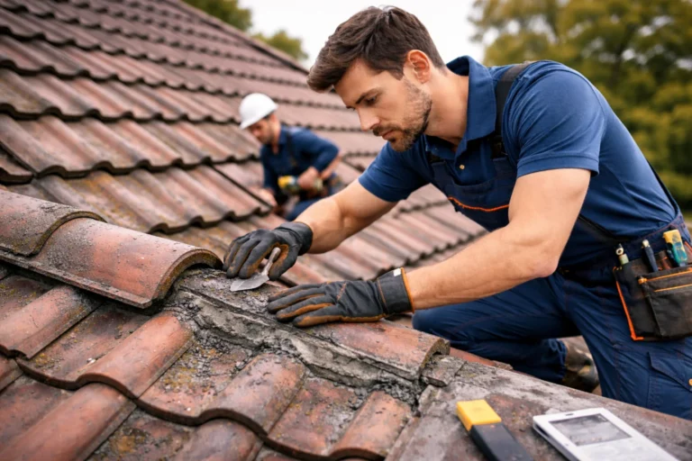 Dakdekker Amsterdam voert dakreparatie uit op een pannendak met focus op afwerking en herstel