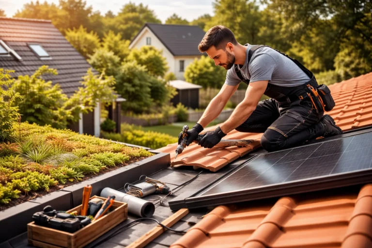 Dakdekker Eindhoven werkt op een modern dak met zonnepanelen en groendak voor meer comfort en duurzaamheid