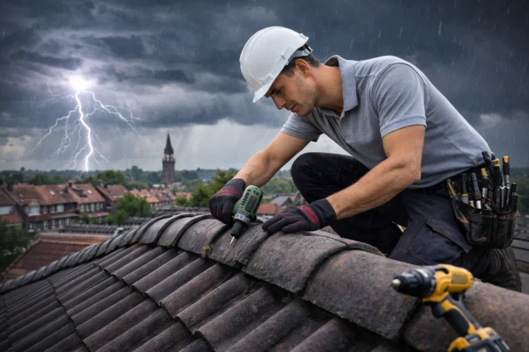 dakdekker Eindhoven controleert een dak voor bescherming tegen extreem weer