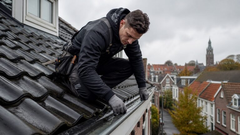 Dakdekker Utrecht controleert natte dakpannen en dakgoot om lekkage, slijtage en schade vroeg te voorkomen