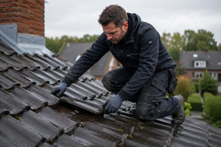Dakdekker Ammerzoden inspecteert dakpannen bij lekkage, onderhoud en renovatie van een woningdak