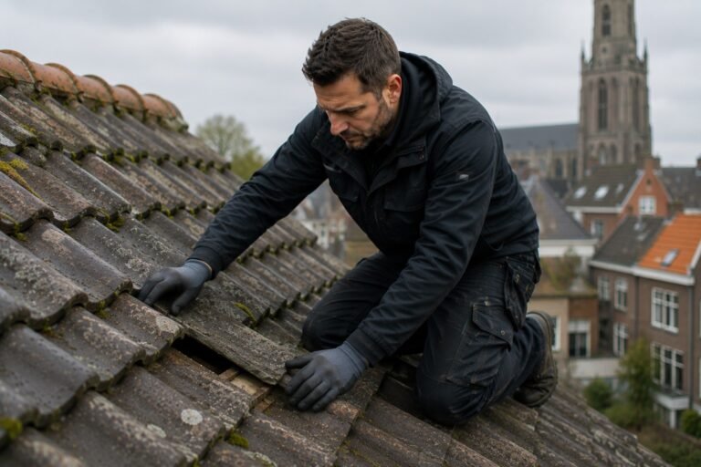 Dakdekker Utrecht inspecteert dakpannen om beginnende dakschade en lekkages vroegtijdig te herkennen