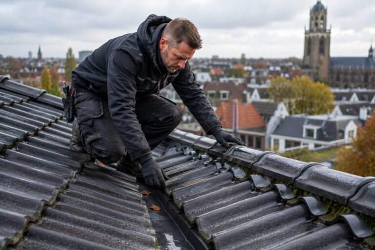 Dakdekker Utrecht inspecteert een pannendak op beginnende schade, slijtage en mogelijke lekkages.