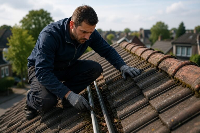 Dakdekker Amersfoort inspecteert dakpannen en dakgoten om verborgen dakproblemen en lekkages te voorkomen.