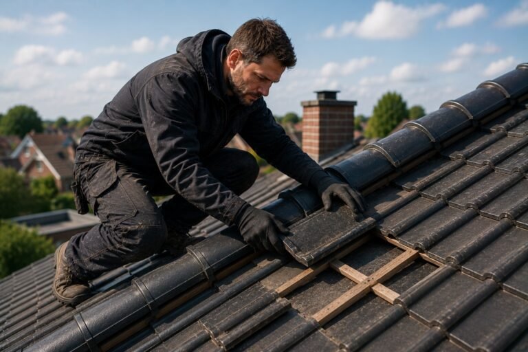 Ervaren dakdekkers voeren een professionele dakinspectie uit voor betrouwbaar dakonderhoud en reparatie.