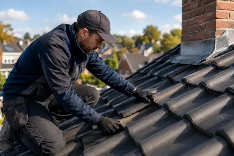 Dakdekker voert preventief onderhoud uit aan een pannendak