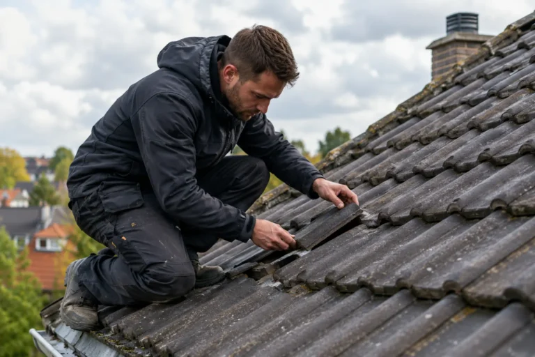 Dakdekker controleert dakpannen op beginnende dakschade