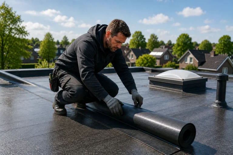 Dakdekker Eindhoven brengt duurzame dakbedekking aan op een plat dak voor een toekomstbestendig en energiezuinig resultaat.